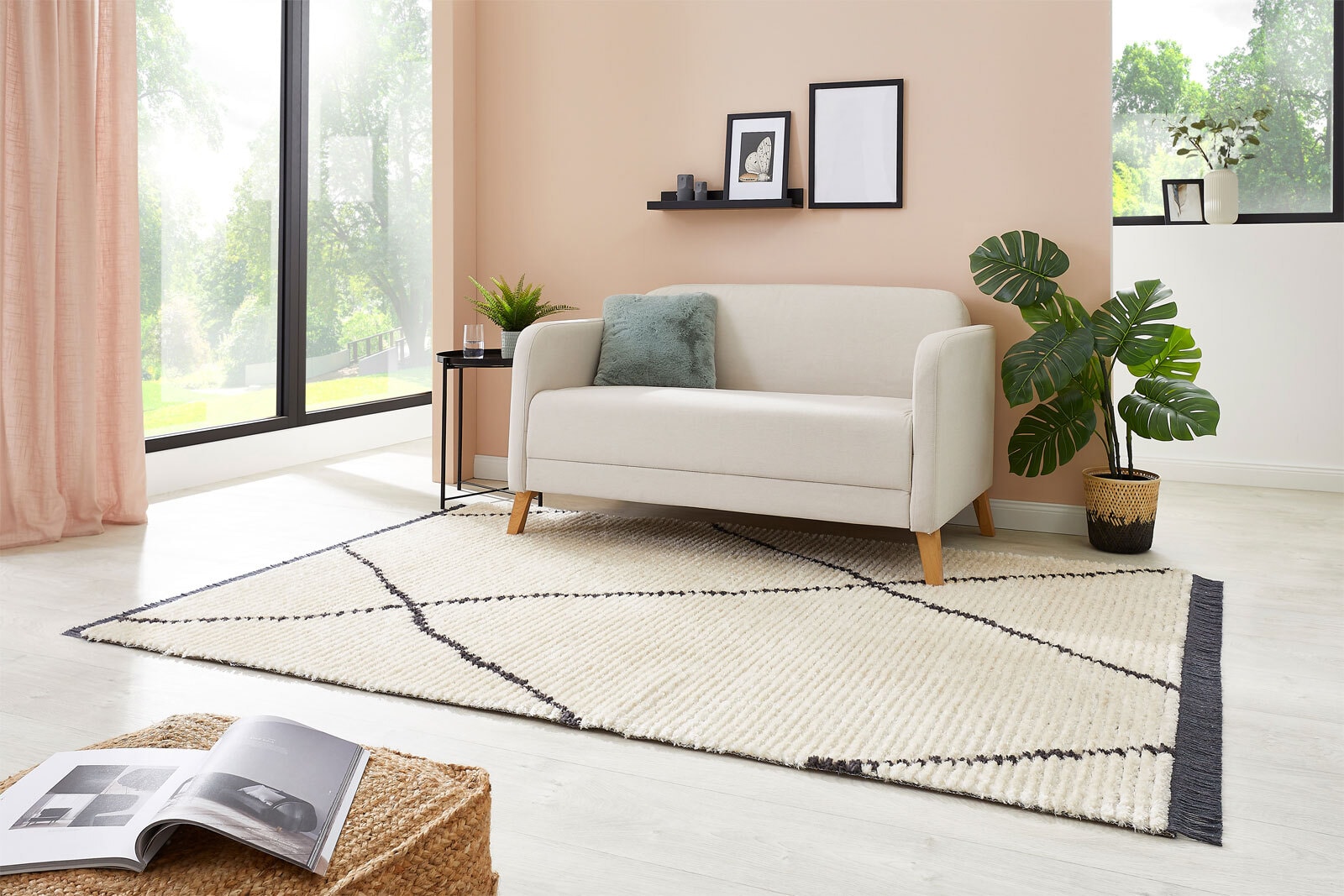 Teppich OVADA 120 x 170 cm beige/schwarz