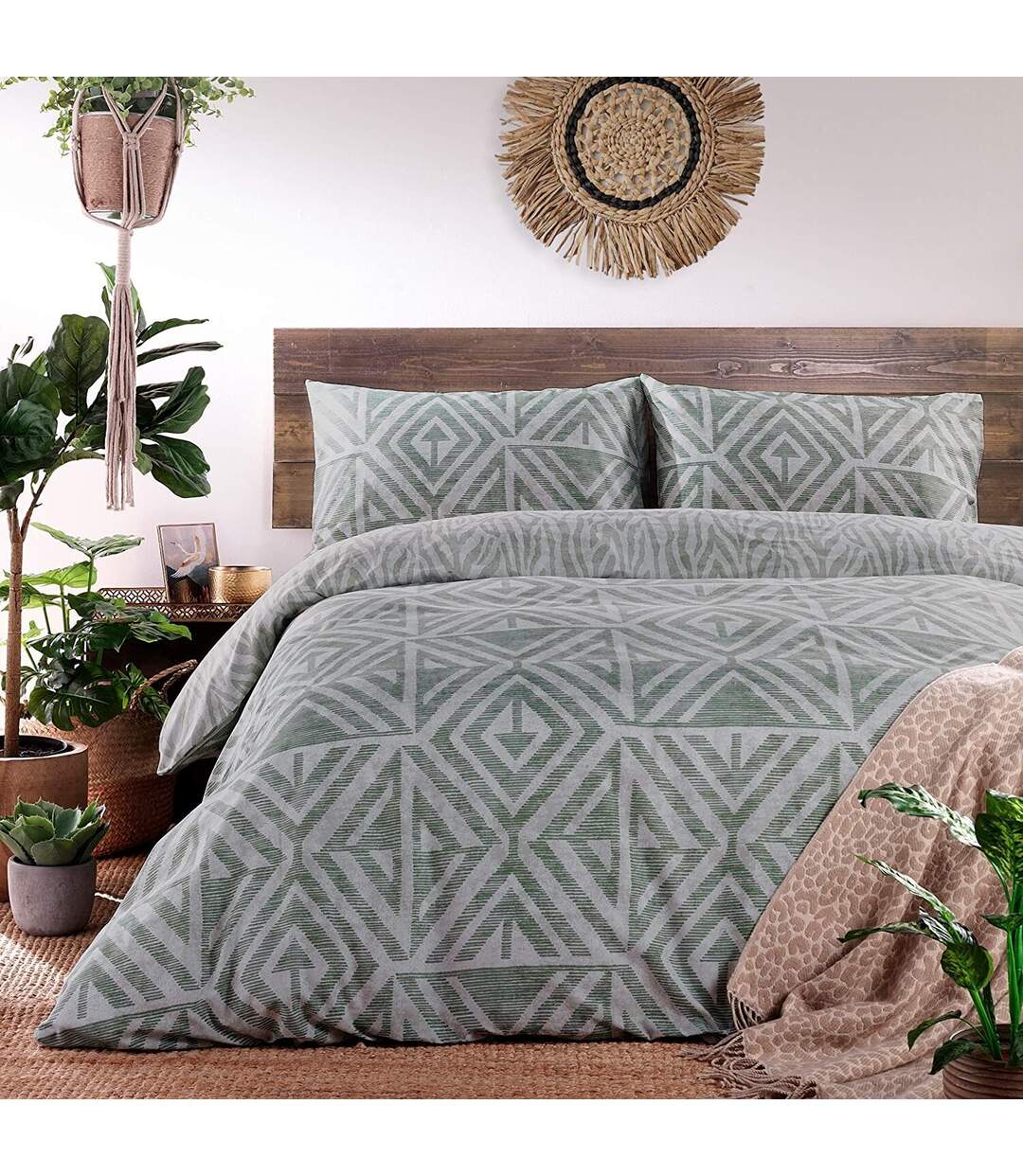 Furn - Parure de lit TANZA GLOBAL (Vert de gris) - UTRV2142