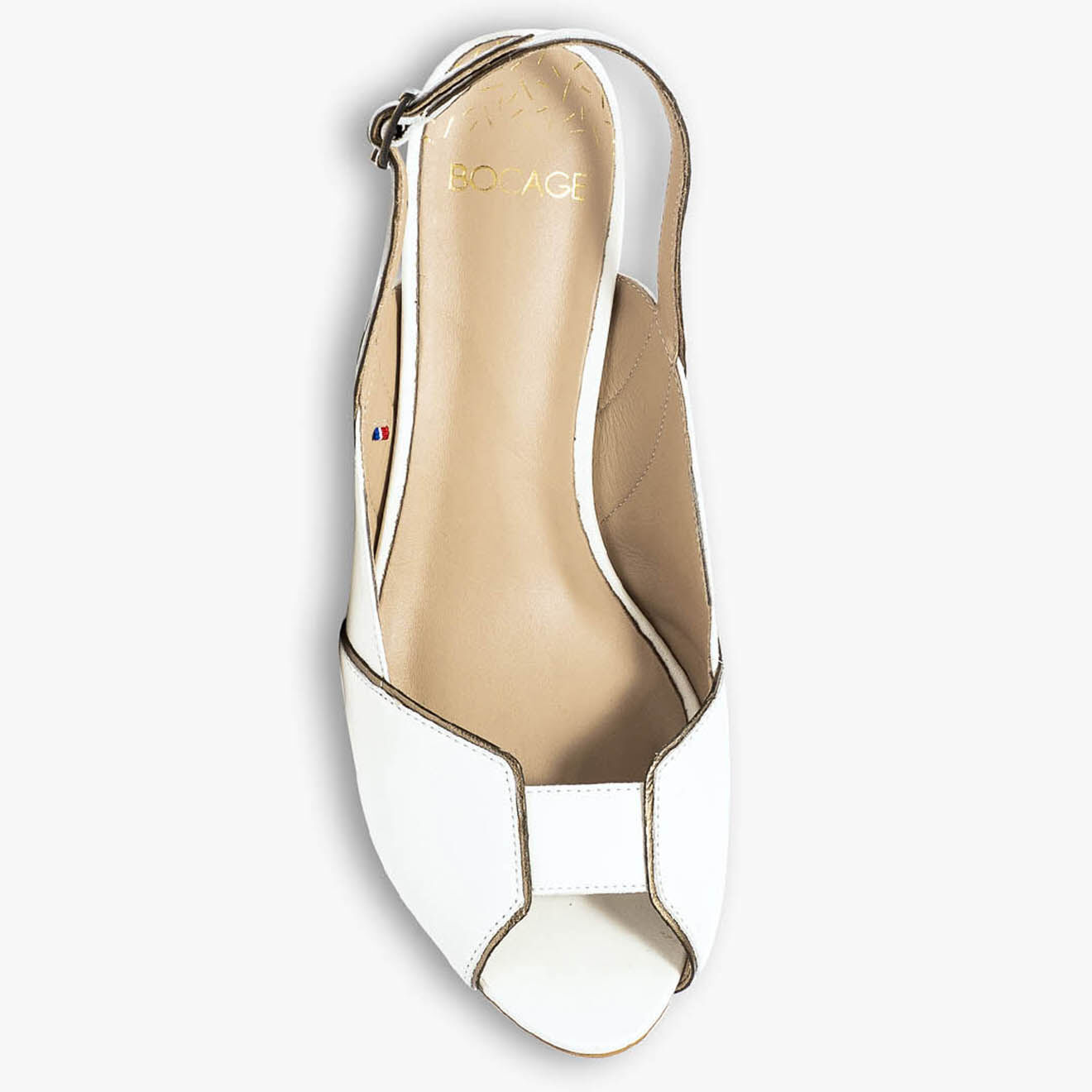 Bocage Slingbacks en Cuir Hervea crème