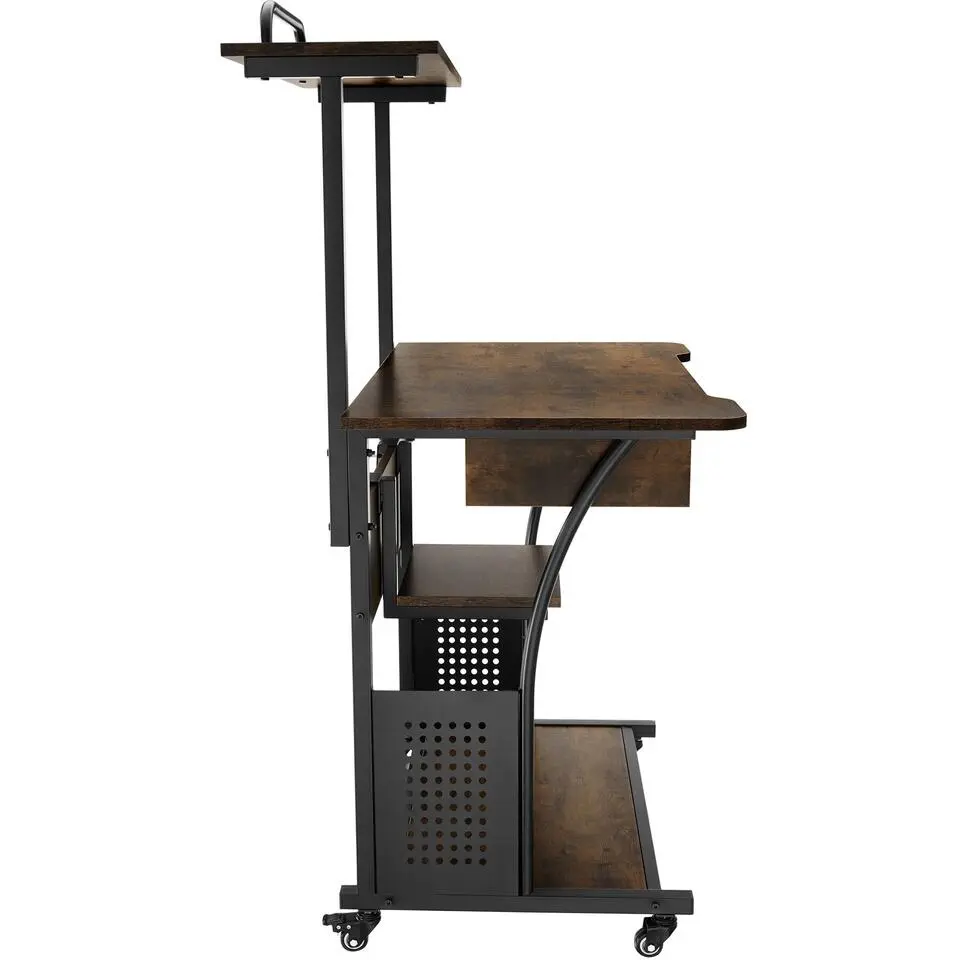 tectake Bureau Fife 80x65,5x130,5cm, Industrieel Hout Donker, Rustiek