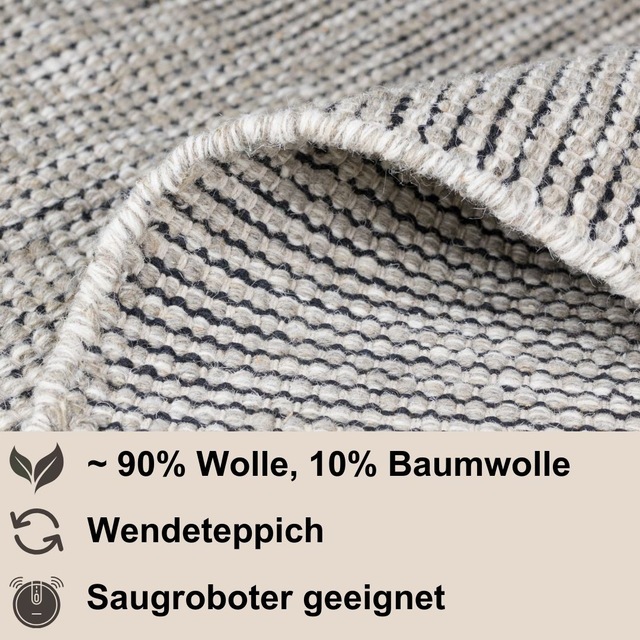 Myflair Möbel & Accessoires Wollteppich »Anisa« rechteckig 10 mm Höhe Wendeteppich, meliert, reine Wolle, handgewebt, Wohnzimmer