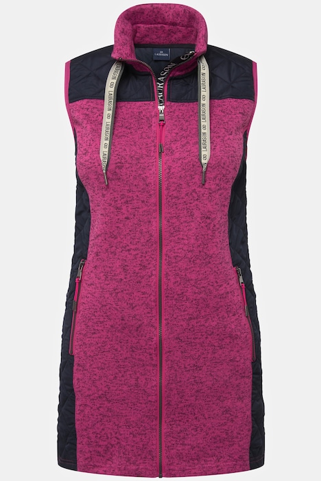 Strickfleece-Weste, Stepp-Einsätze, Stehkragen, Zipper
