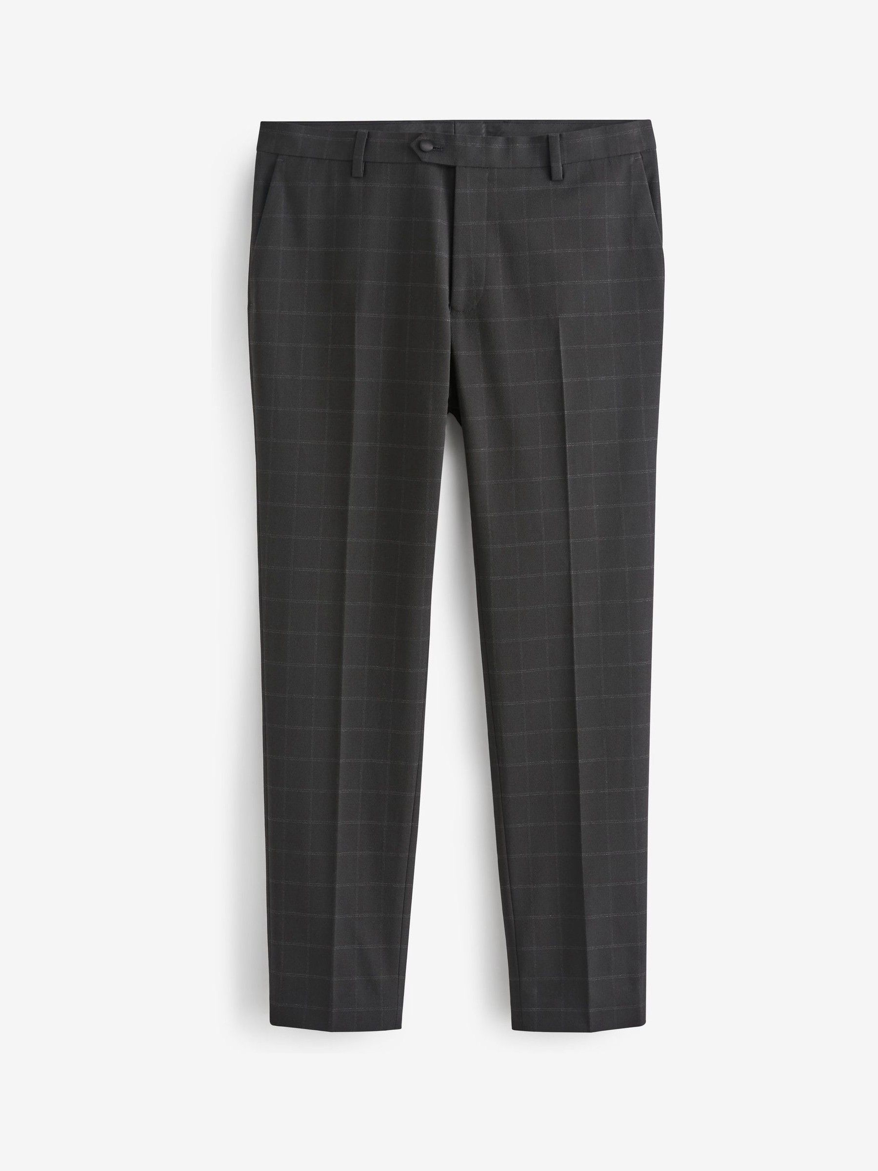 Zwart - Skinny-fit smoking met ruitmotief: pantalon