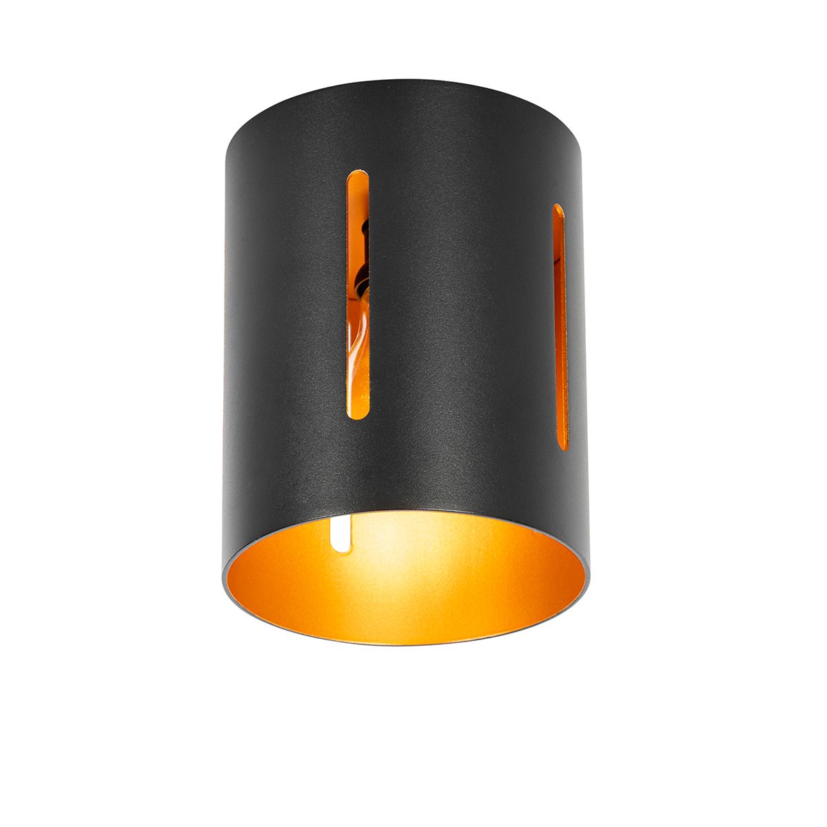 Design plafondlamp zwart met gouden binnenkant - Yana