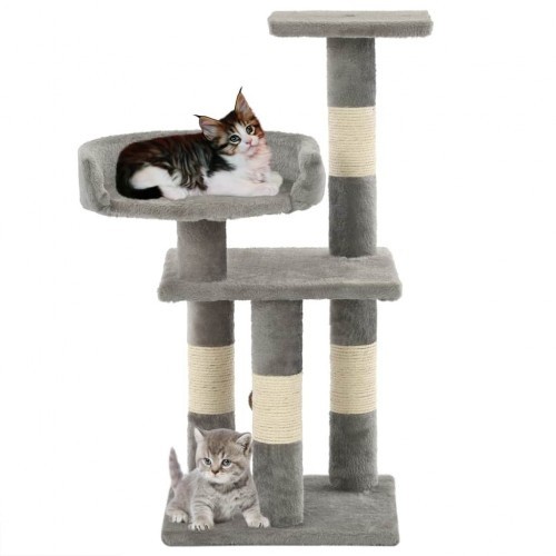 Arranhador para gatos com corda de sisal, cinza