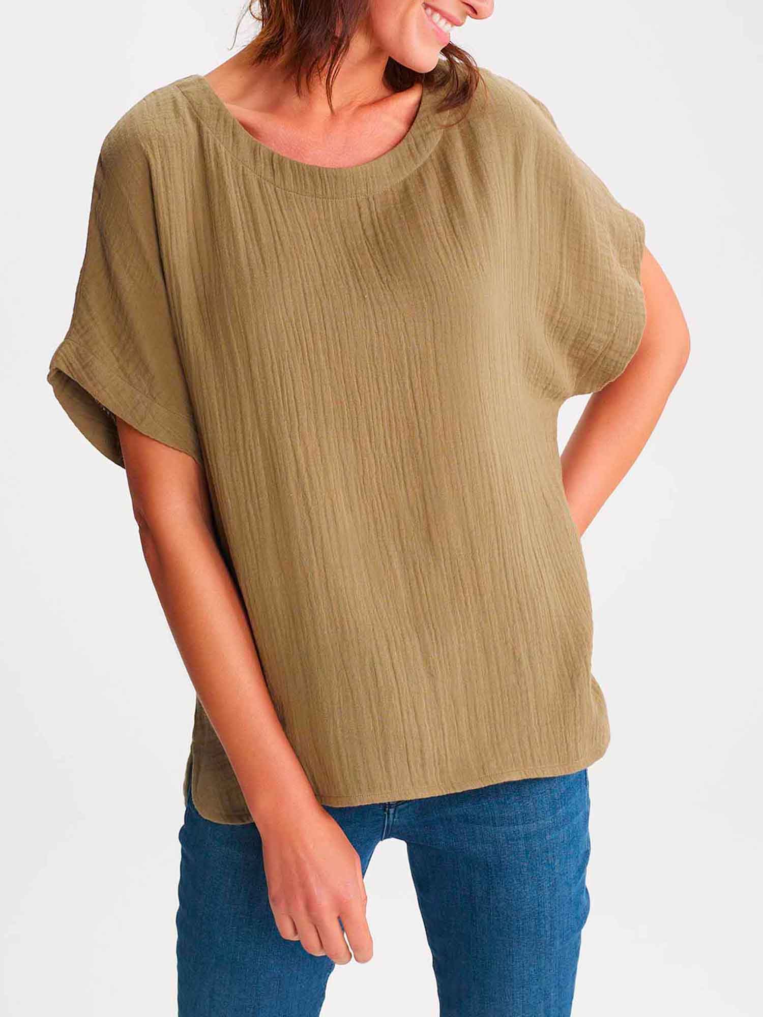 Blouse Femme Gaze de Coton Vert