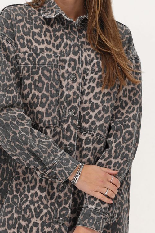 Panterprint denim blouse jurk