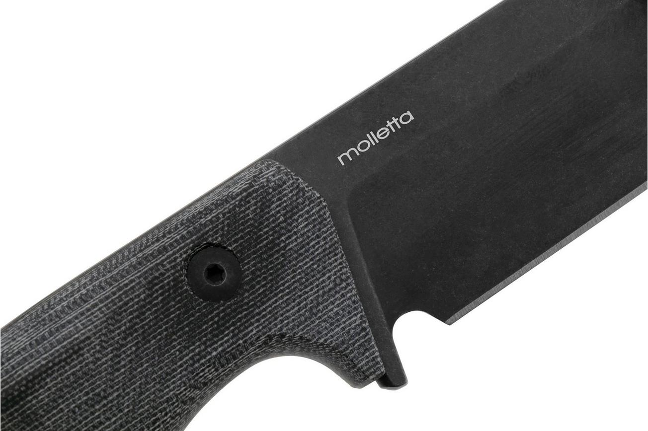 LionSteel T6 Old Black, Black Canvas Micarta T6B-CVB vaststaand mes