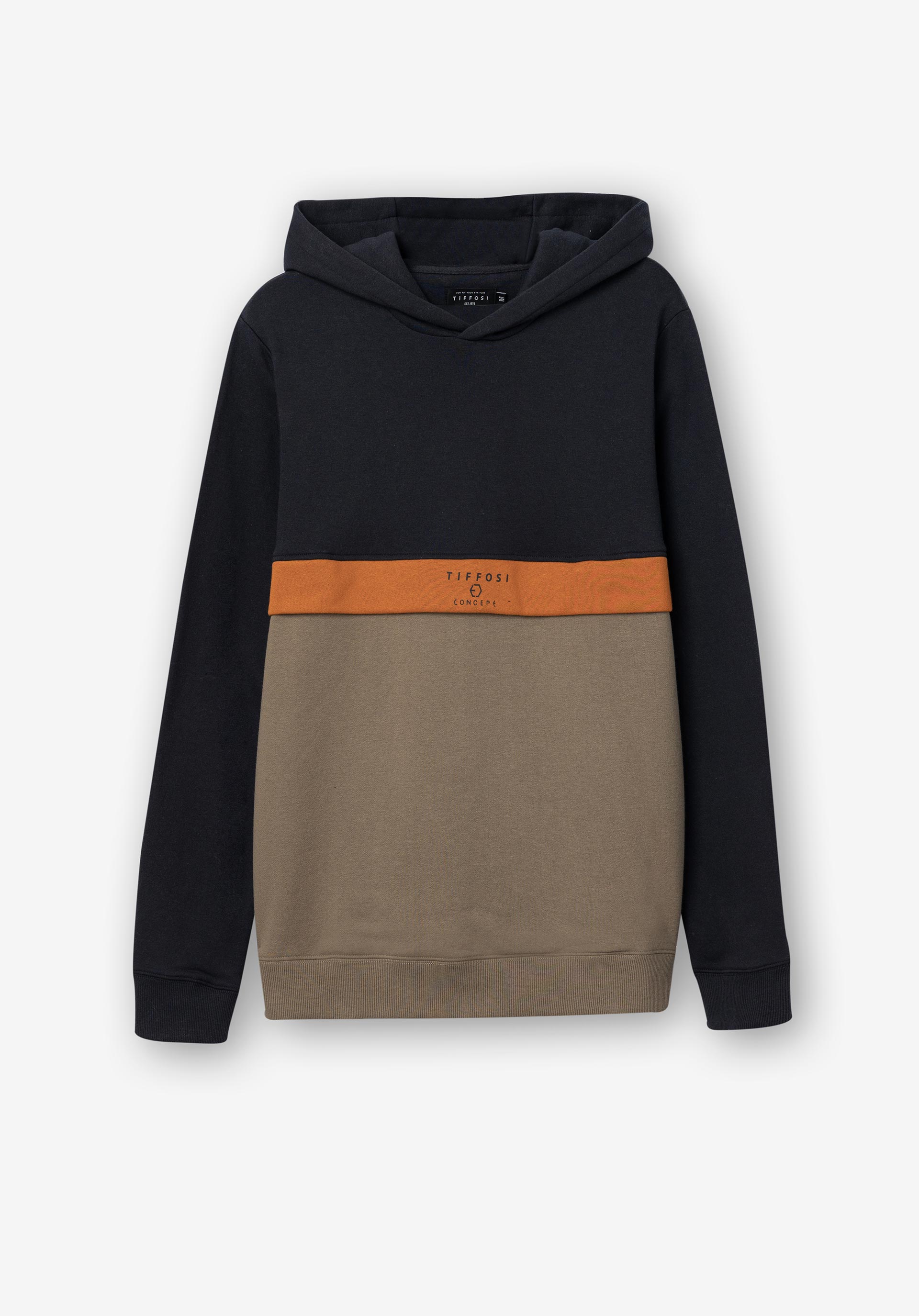 Hoodie Tricolor com Estampado Frontal