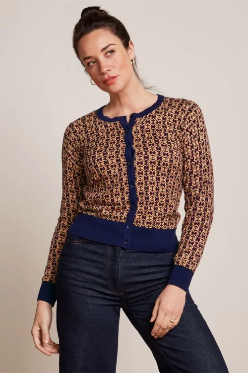 King Louie Ripley Roundneck cardigan in avondblauw