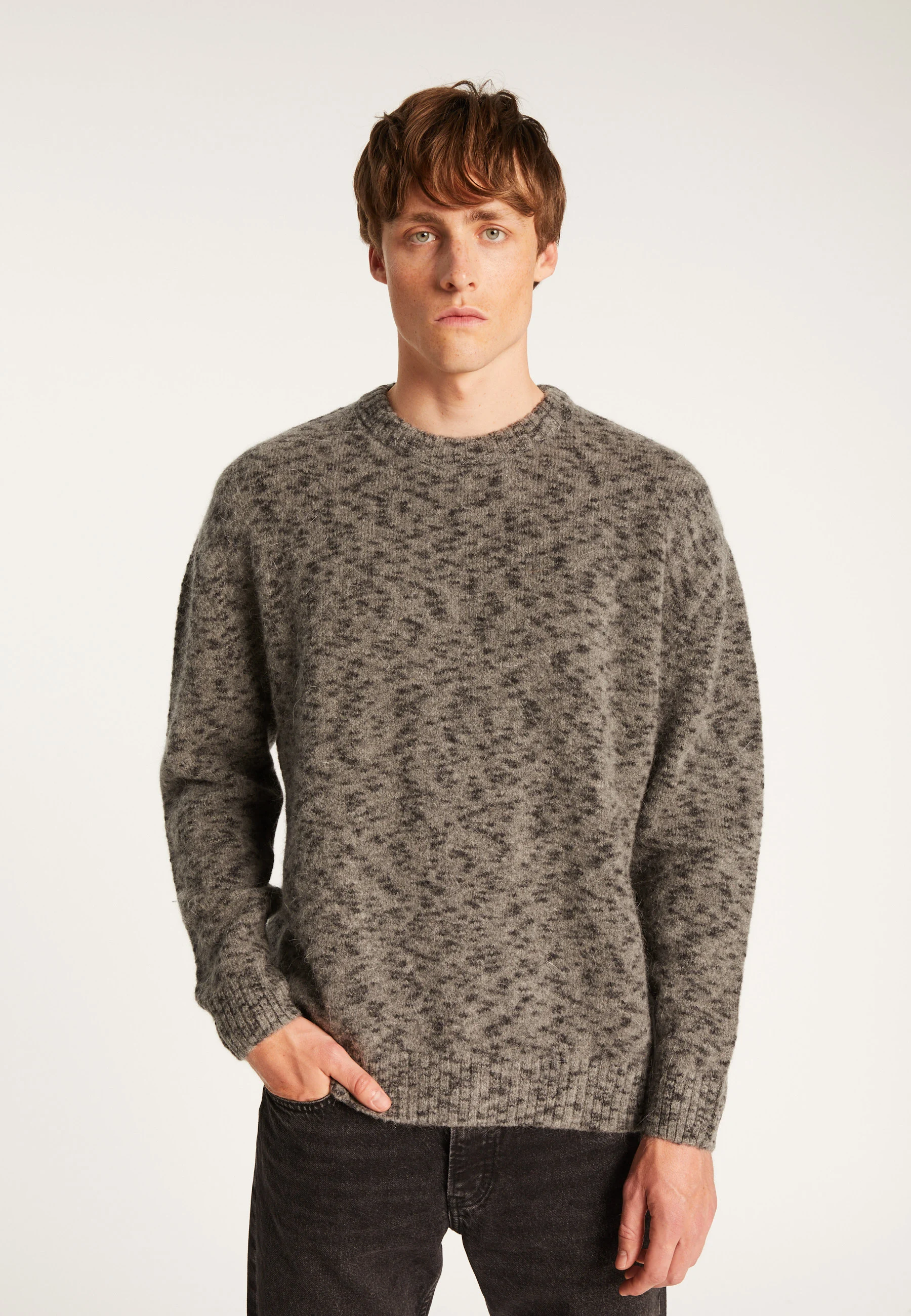 TEXAH24 - Pull col rond en mohair | Gris