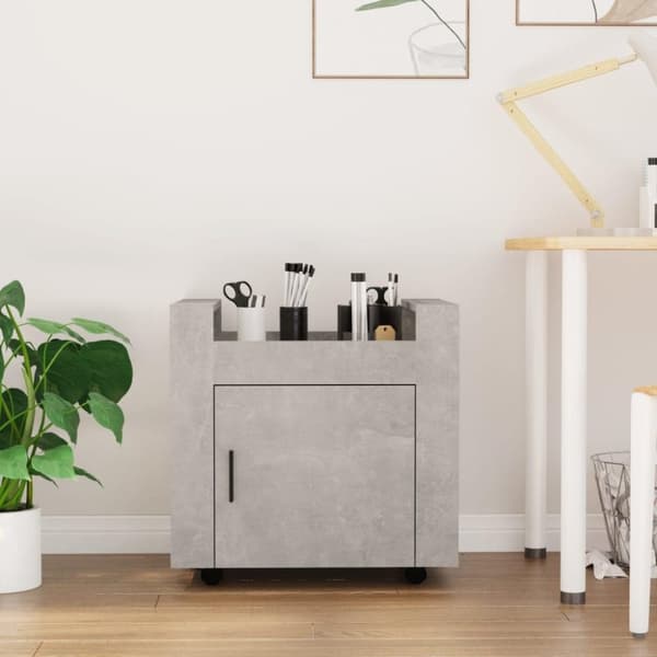 vidaXL Tralle til skrivebord betonggrå 60x45x60 cm konstruert tre