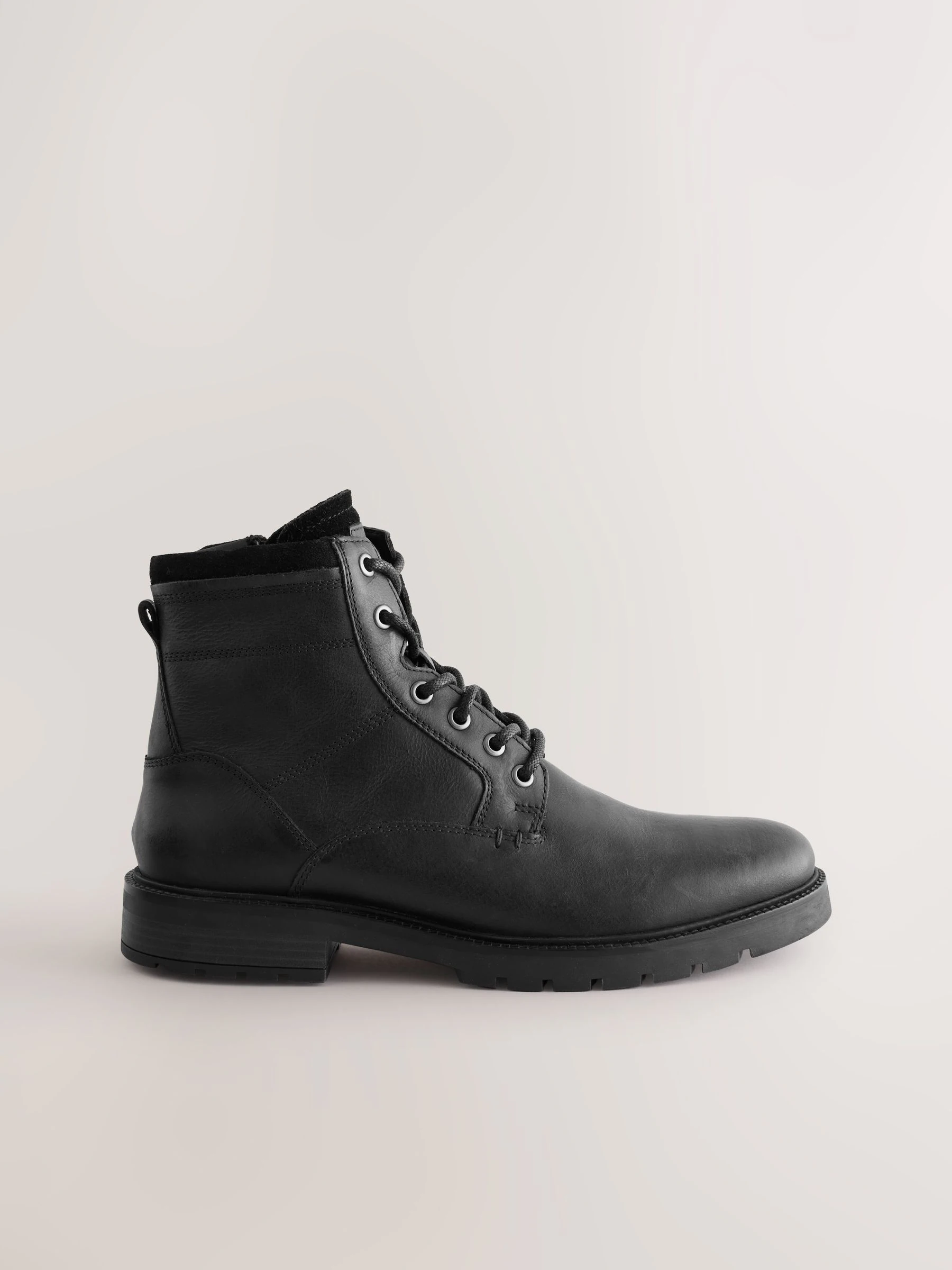 Zwart - Leather Zip-Up Borg Lined Boots