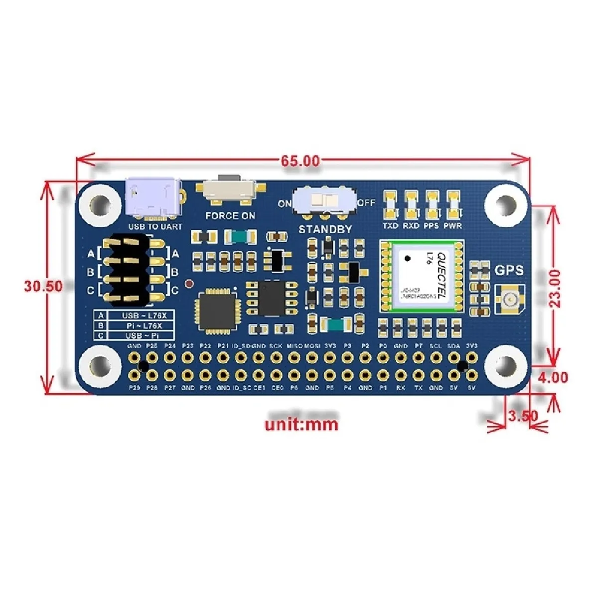 Wewoo Waveshare Chapeau Multi-GNSS L76X