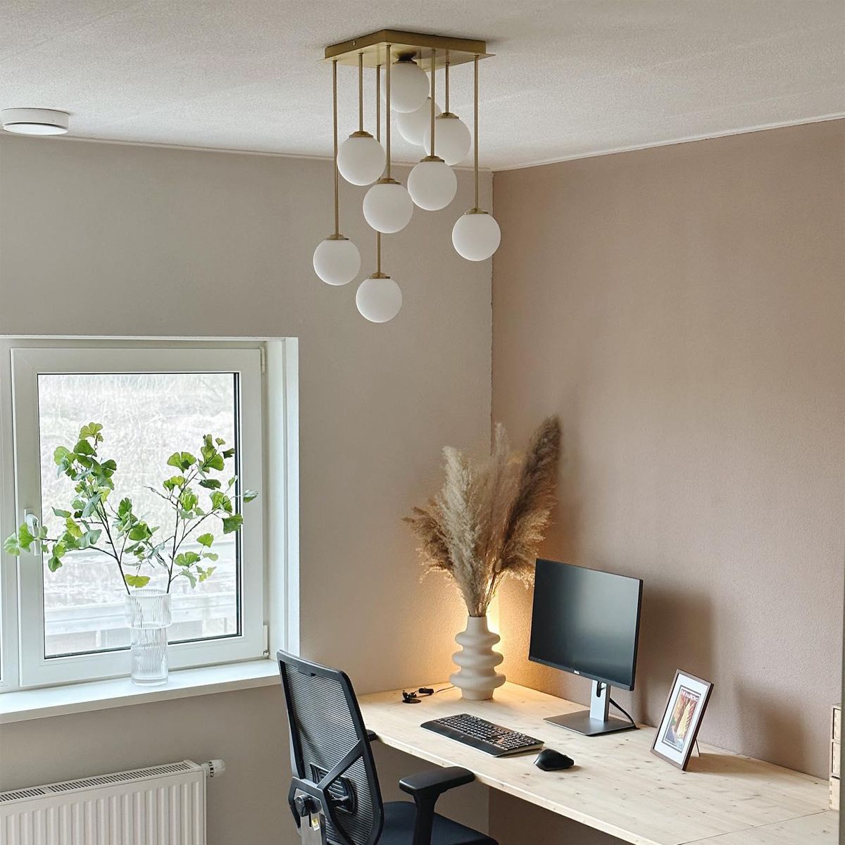 Moderne plafondlamp goud met opaal glas 9-lichts  - Athens