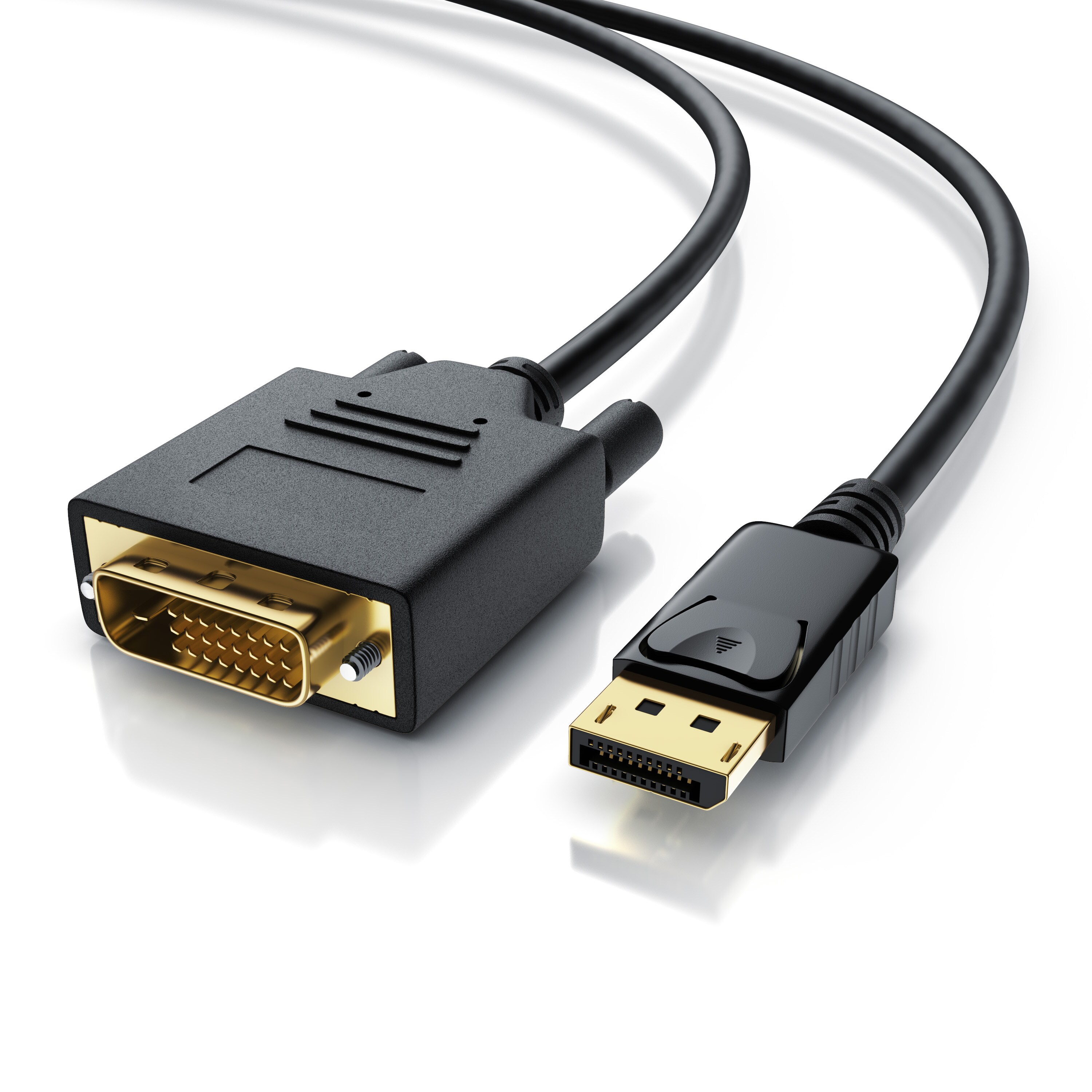 CSL DisplayPort Video-Kabel, 20 Pins, DVI-D, Monitorkabel, HDCP und EDID Zertifiziert, FHD Ausflösung - 2m