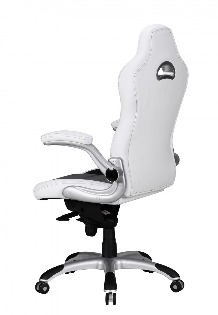 KADIMA DESIGN Chefsessel BISATZIO, ergonomisch, Kopfstütze, klappbare Armlehnen, bis 120 kg, Schwarz/Grau