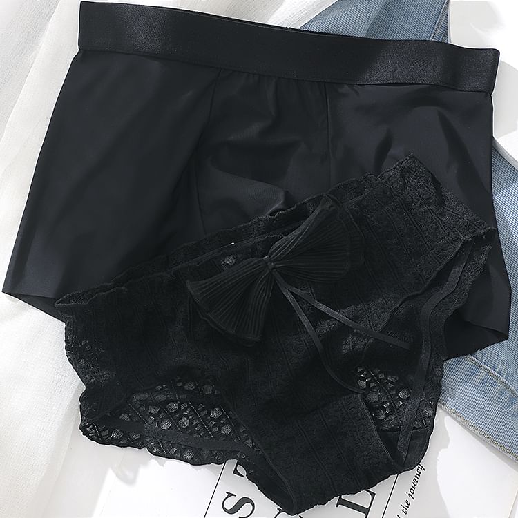 Pancherry - Koppelset: Boxershort + Kanten Slip met Strik