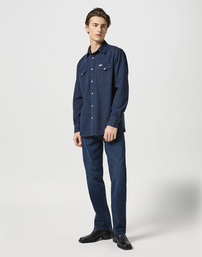 Wrangler WESTERN SHIRT MIDNIGHT RODEO Blå