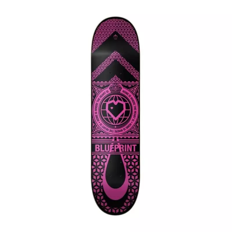 Plateau de skate BLUEPRINT Home Heart Noir/Rose 7.875