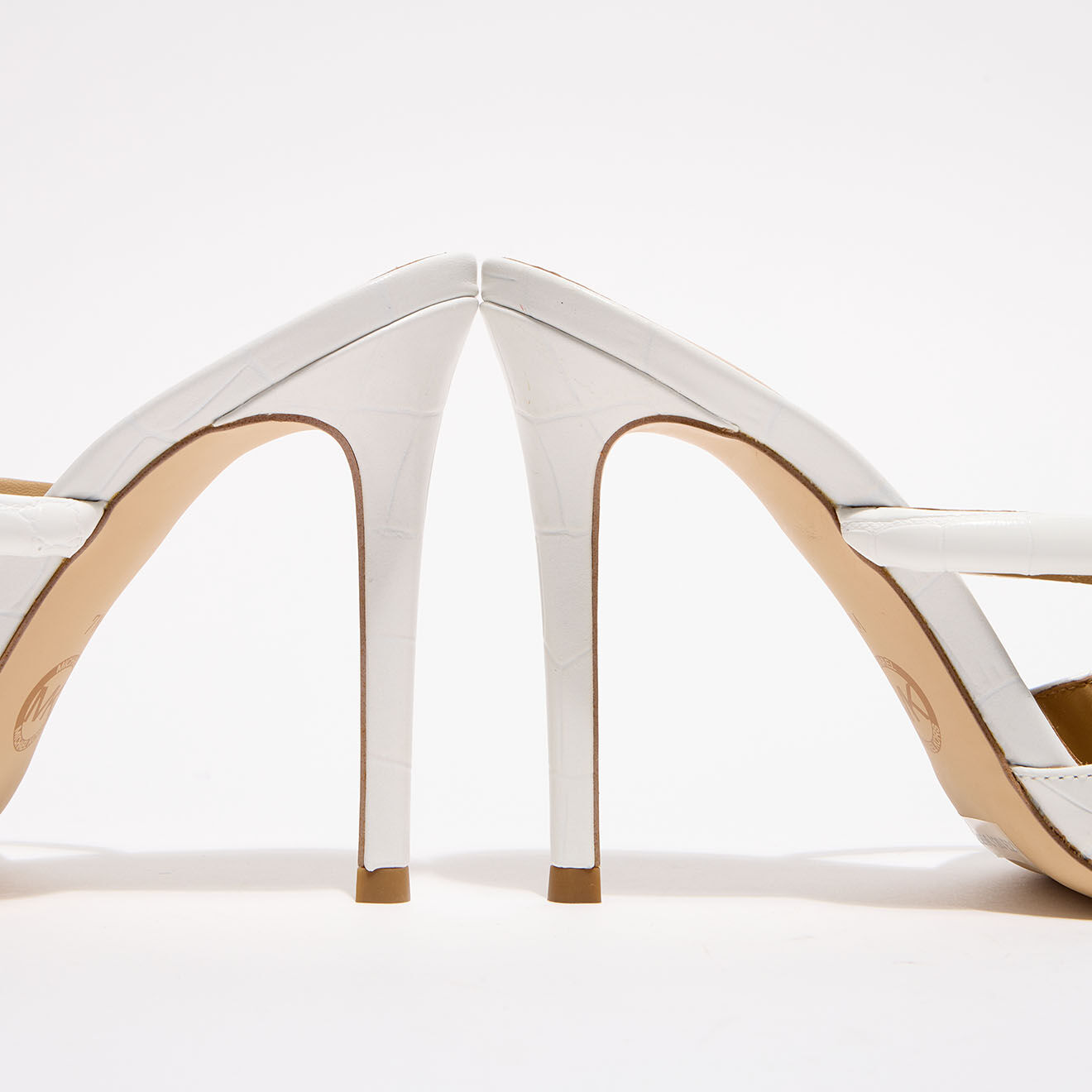Michael Kors Chaussures Mules en Cuir Jessa blanches - Talon 10 cm