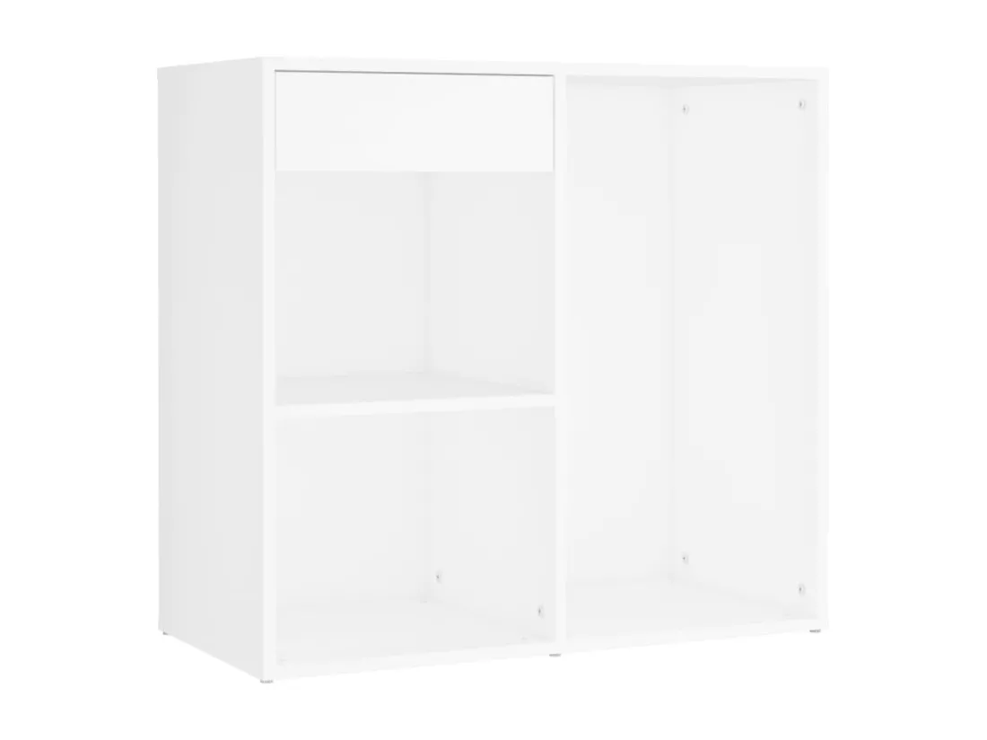 Coiffeuse à LED avec armoire Blanc Bois d'ingénierie