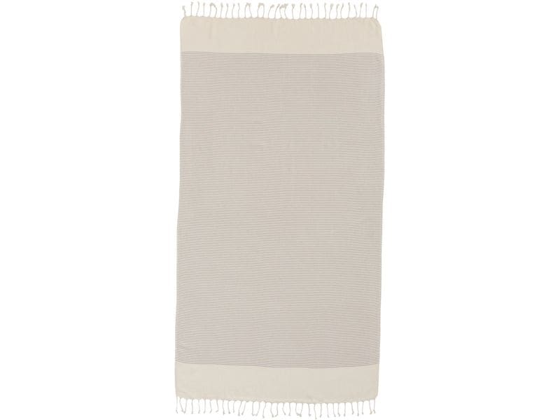 Urbanara Strandtuch Bolu 95 x 180 cm, Hellgrau / Naturweiss Badetuch