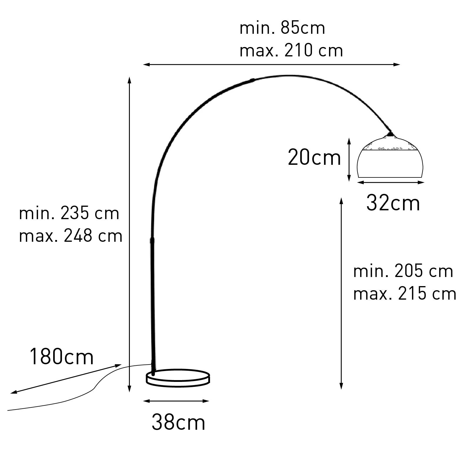 Moderne booglamp zwart - XXL