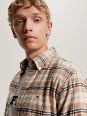 Camisa Tommy Tartan Escovada de Corte Regular