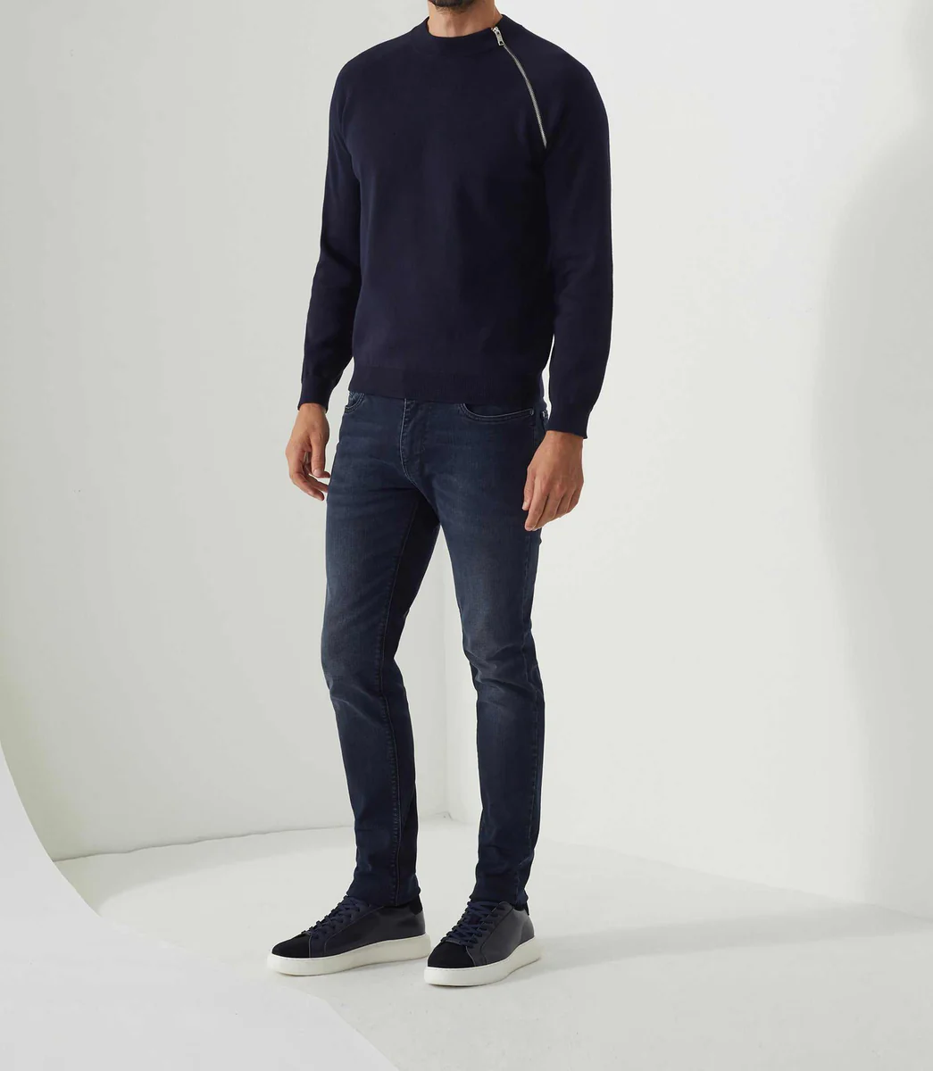 Pull col rond fantaisie marine 