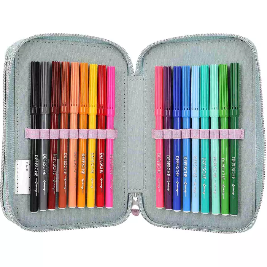 Depesche 3-Fach-Federtasche LED Herzen Miss Melody 20 x 13 x 7,5 cm bunt