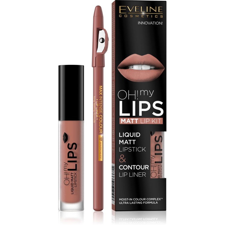 Eveline OH My Lips Matte Liquid Lipstick 5 ml + Lipliner Set /01/ Neutral Nude