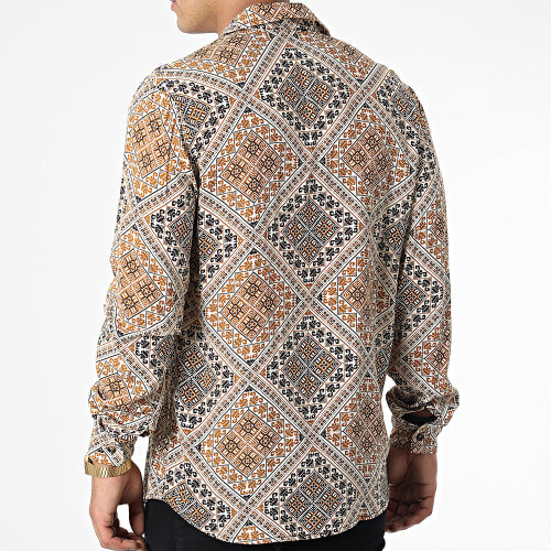 Chemise Manches Longues Beige Jaune