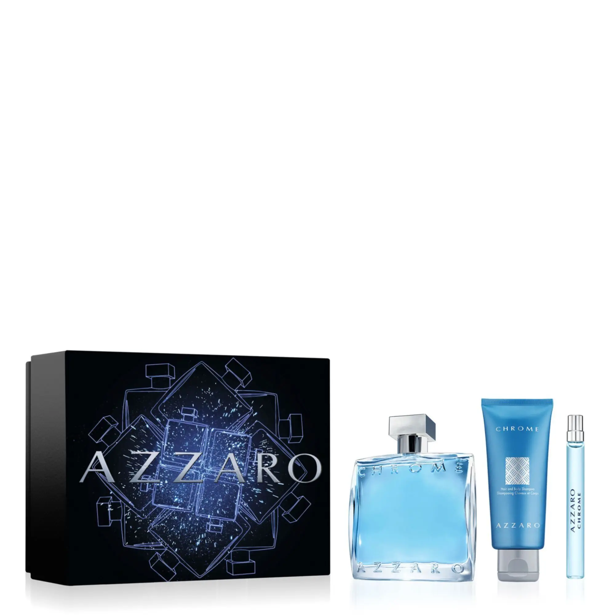 Azzaro - Coffret Chrome Eau de Toilette 100ml, 10ml & Shampoing - Homme