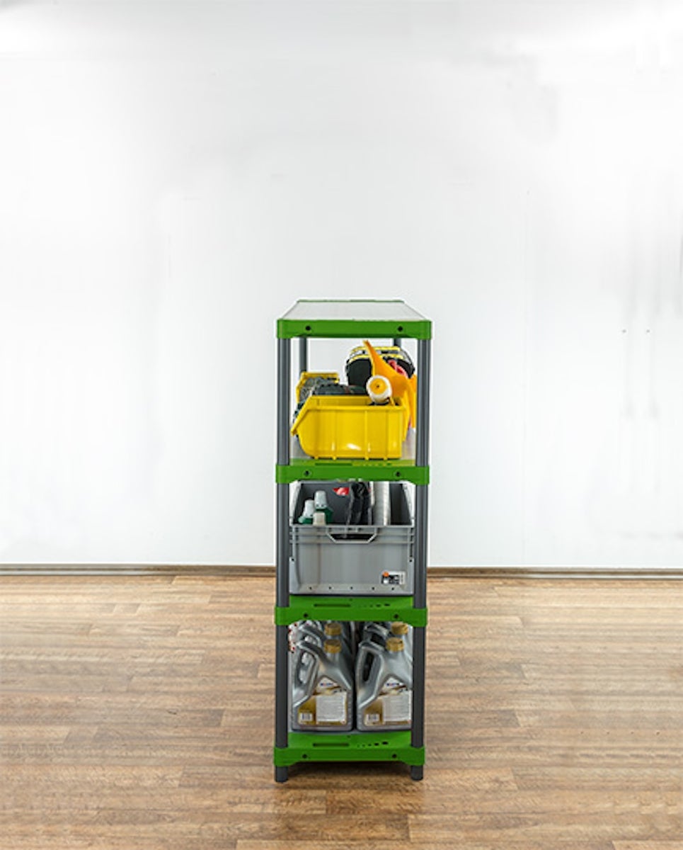 PROREGAL Kunststof Plank Grey Bear Laag HxBxD 138 x 130 x 46 cm Plank Draagvermogen 70 kg Grijs/Groen