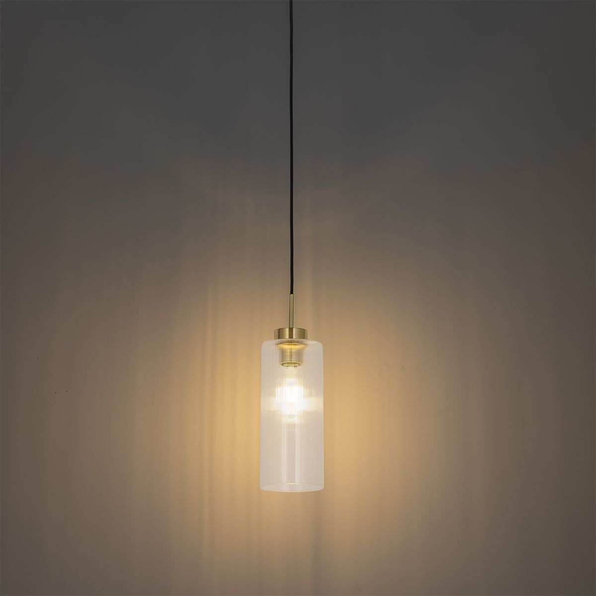 Art Deco hanglamp goud met glas - Laura