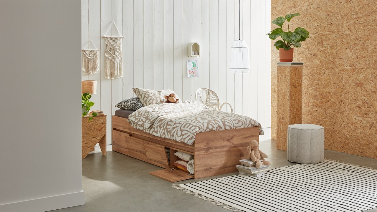 Opbergbed Barn met kleppen oak wotan