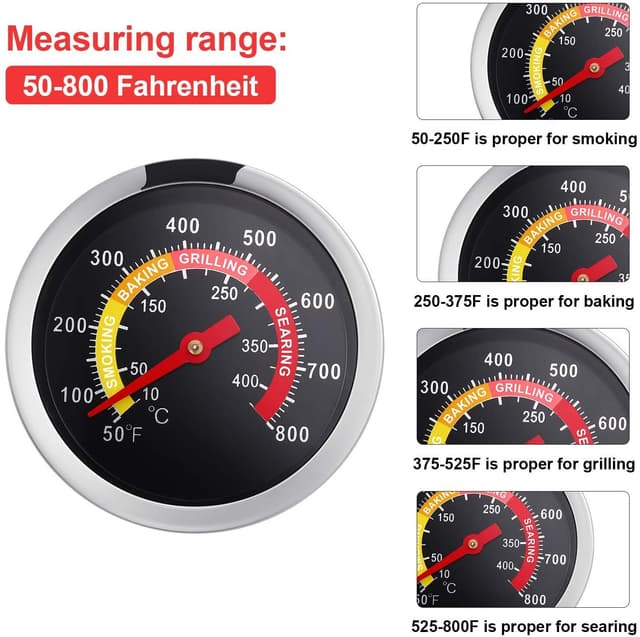 Analogt grilltermometer til grill & ovn Rustfrit stål