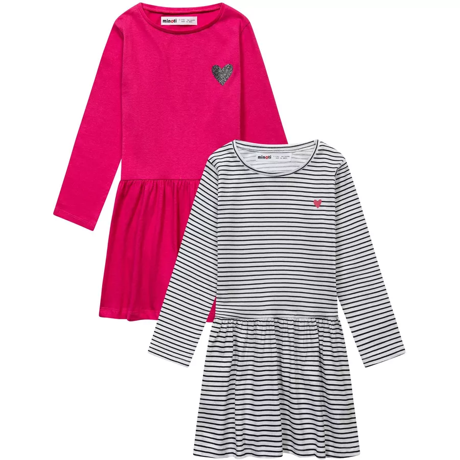 MINOTI 2er-Pack Jerseykleider Rosa