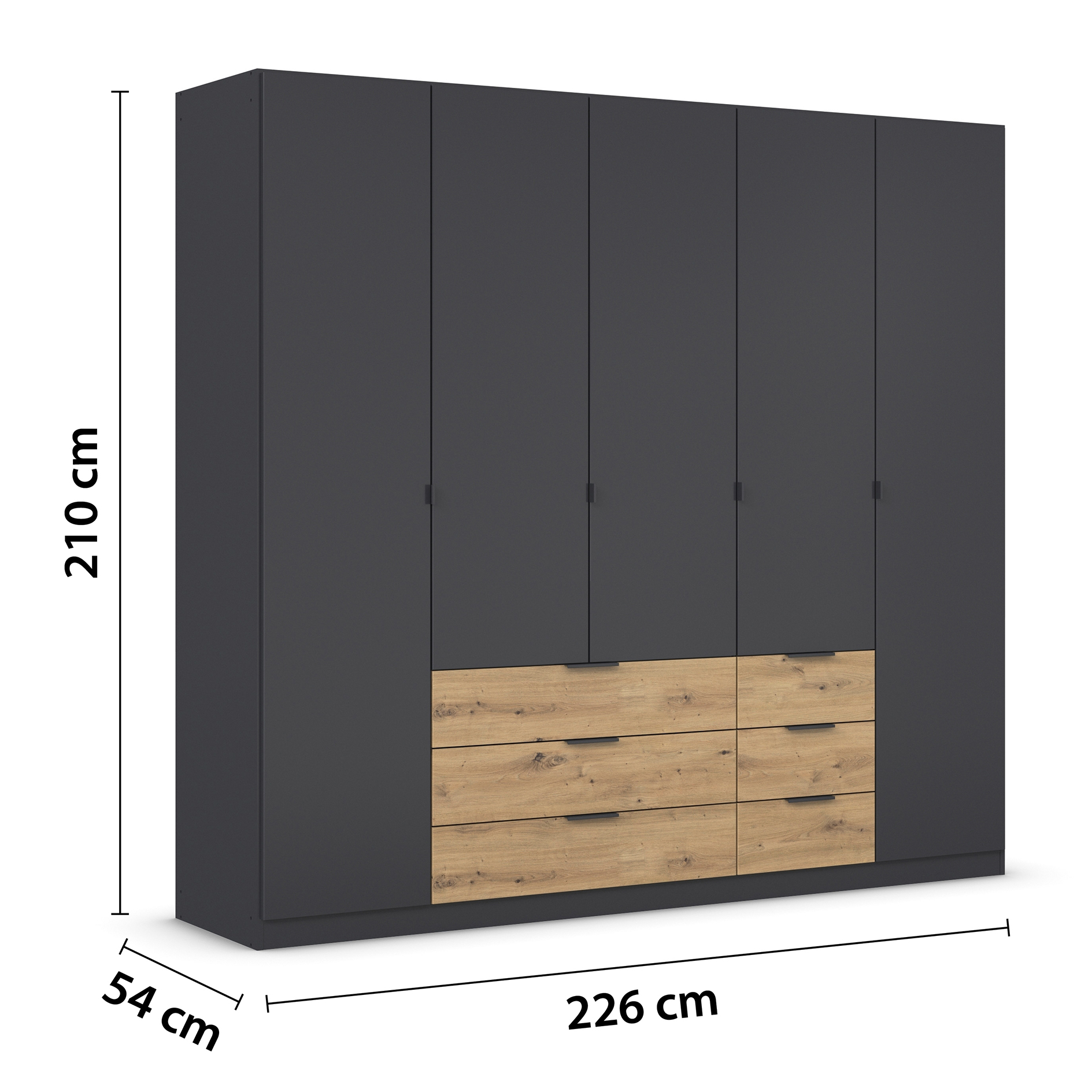 Drehtürenschrank - grau-metallic-Artisan Eiche - 226 cm
