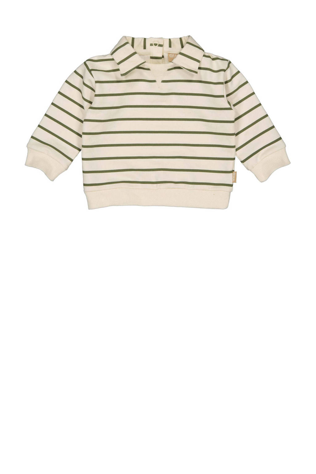 Quapi baby gestreepte sweater FELIX ecru/olijfgroen