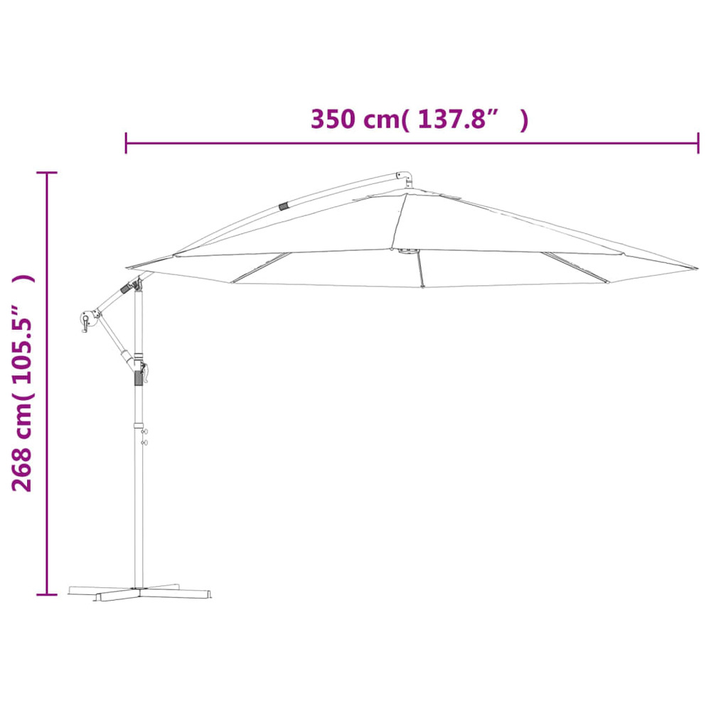 Parasol déporté avec mât en aluminium 350 cm bleu
