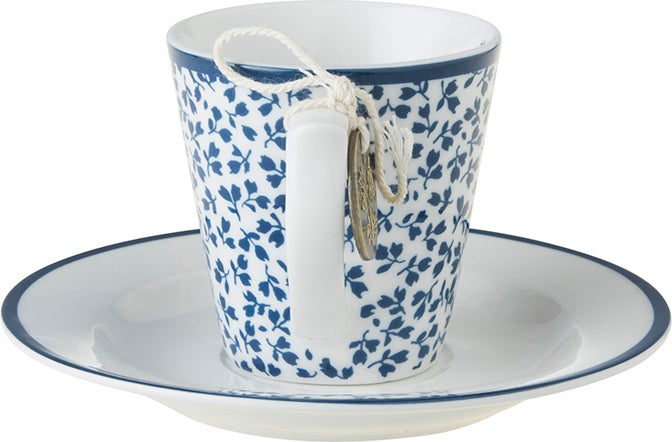Laura Ashley kop en schotel Floris blauw 0,9 L