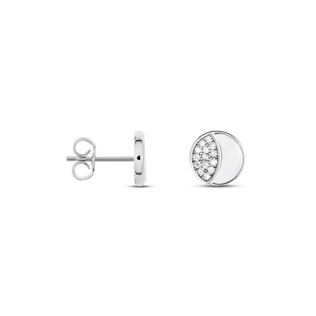 Boucles D'oreilles Puces Argent Blanc Haile Oxydes De Zirconium