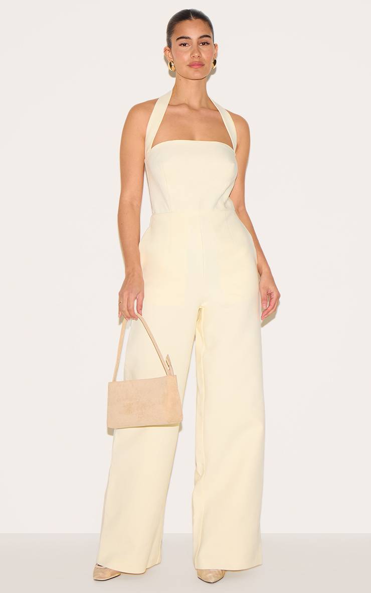 Butter Yellow Combinaison-pantalon Premium Tissée À Encolure Dos-nu Et Jambes Larges