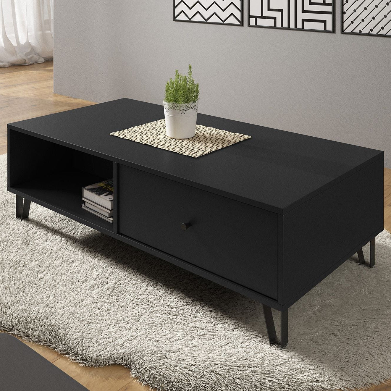 Salontafel Barlo - Mat Zwart - 110 cm