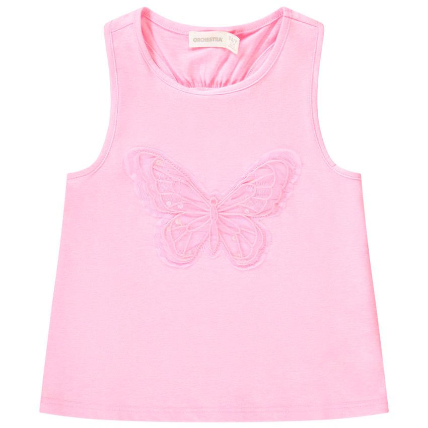 Débardeur patch papillon en tulle et sequins pour fille - Multicolore