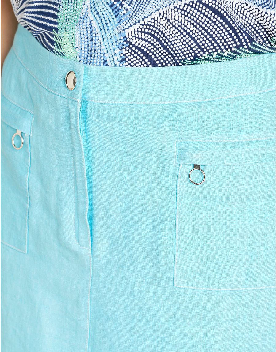 Jupe lin bleu turquoise
