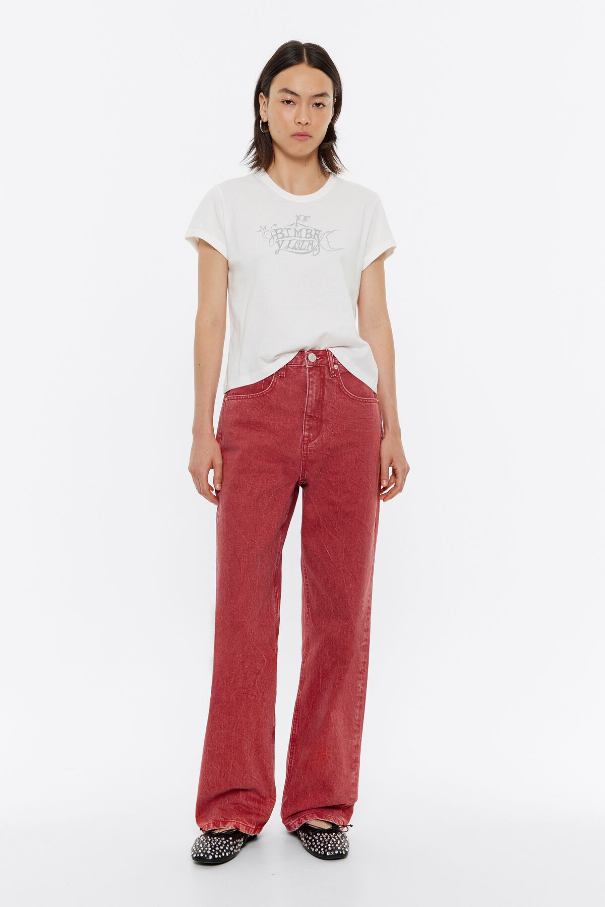 CALÇA DE PERNA LARGA - Cowboy Vermelho