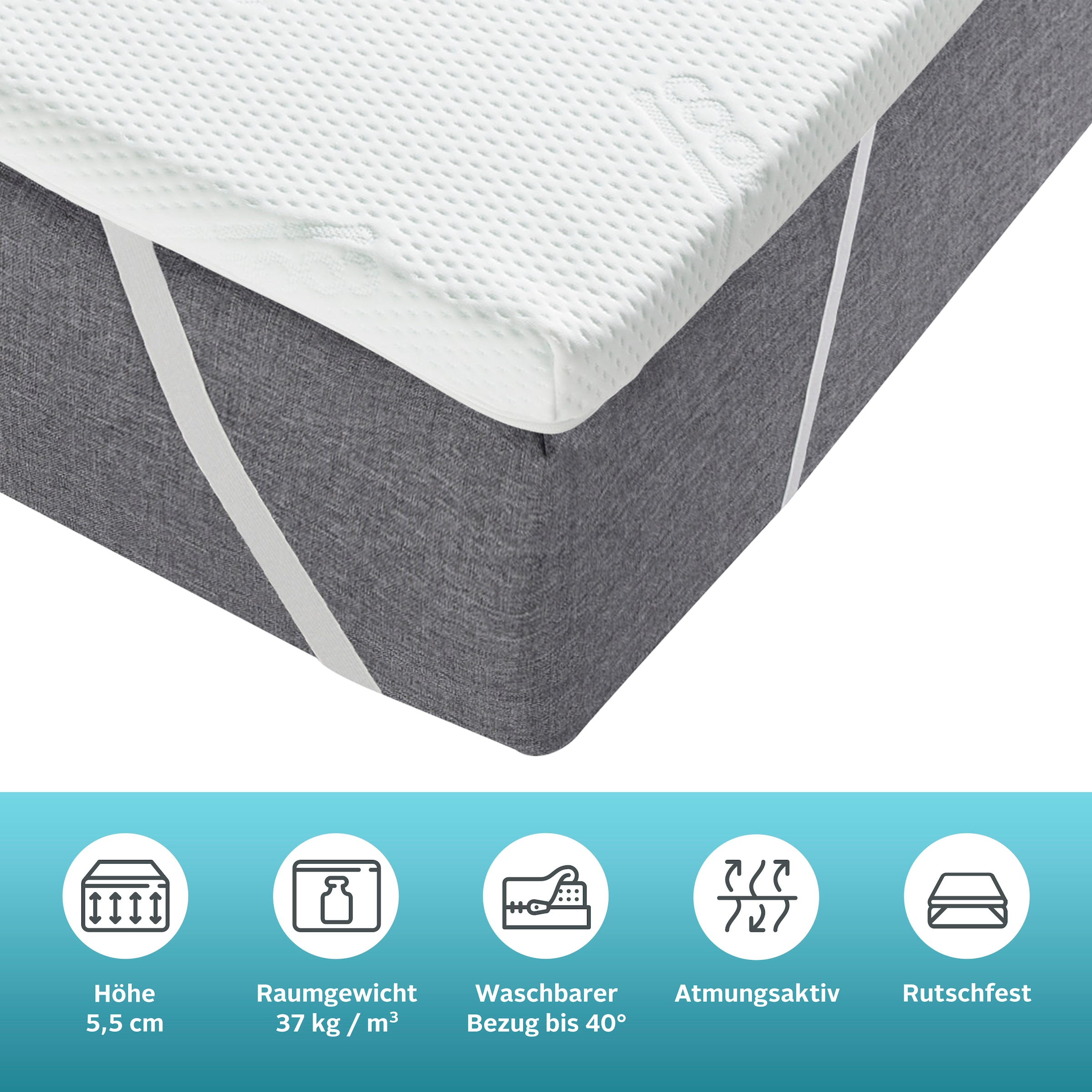 my home Topper »Aquam, Topper 90x200 cm,180x200 cm in 4 Härtegraden« Matratze, Boxspringbett, Allergiker geeignet (Hausstauballergiker